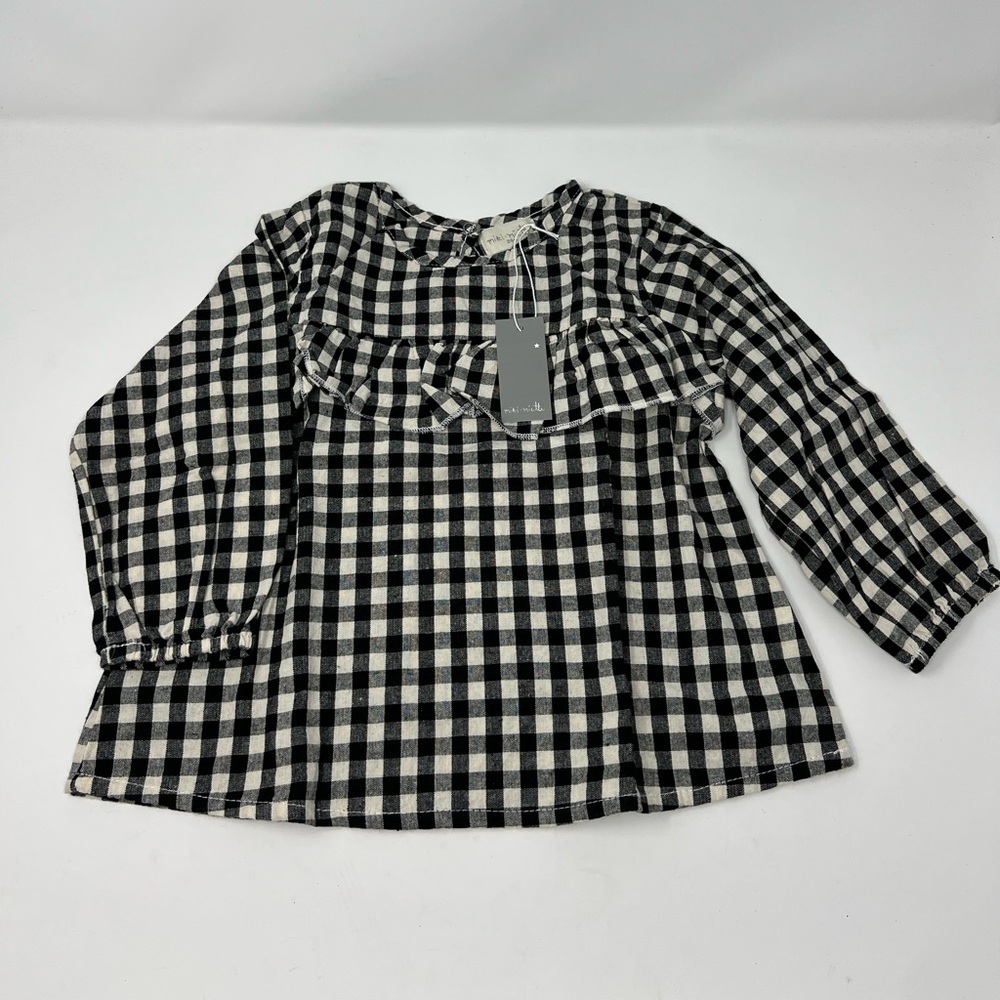Mikki Miette Tartan Baby Girls Ruffle Top 24 Months Black & White NWT